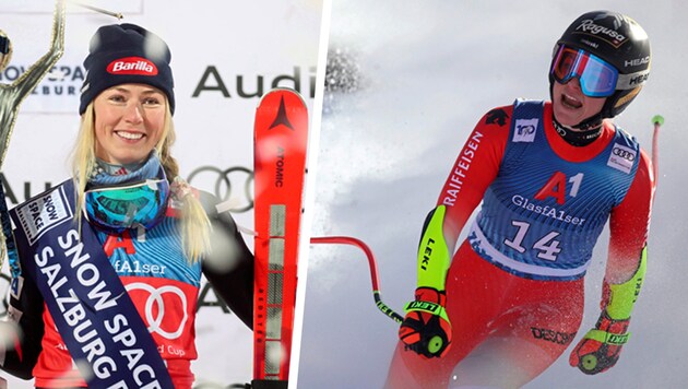 Mikaela Shiffrin (li.) und Lara Gut-Behrami verzauberten die Fans in Zauchensee und Flachau. (Bild: Andreas Tröster, Krone Kreativ)