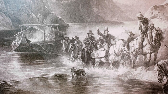 Die Salzfuhr am Traunsee - historisches Bild