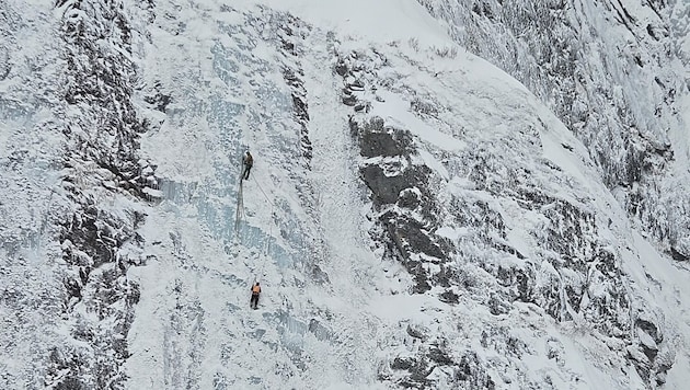 The mountain rescue team was only recently deployed at the "Federweiß" icefall. On Friday there was an alarm at the "Fenstergucker". (Bild: Bergrettung Salzburg)