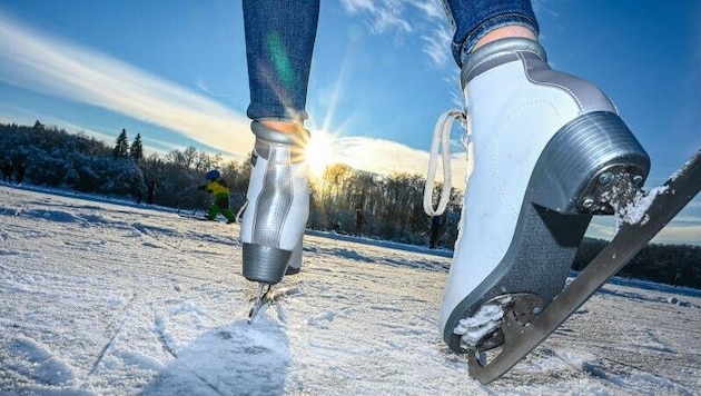 Die Sonne strahlt vom Himmel. das Eis glänzt – was will man mehr? (Bild: Evelyn Hronek)