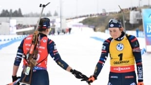 Alles andere als ziemlich beste Freundinnen: Julia Simon (l.) und Justine Braisaz-Bouchet. (Bild: AFP)