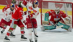 Vor dem Tor ist bei Luca Auer und den Eisbullen nicht viel los. (Bild: GEPA pictures/ Valentina Gallina)