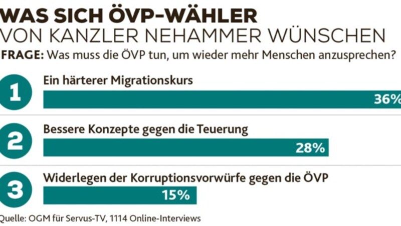 Nehammer will einen härteren Migrationskurs, laut Umfrage wünschen sich ÖVP-Wähler den auch. (Bild: Krone KREATIV)