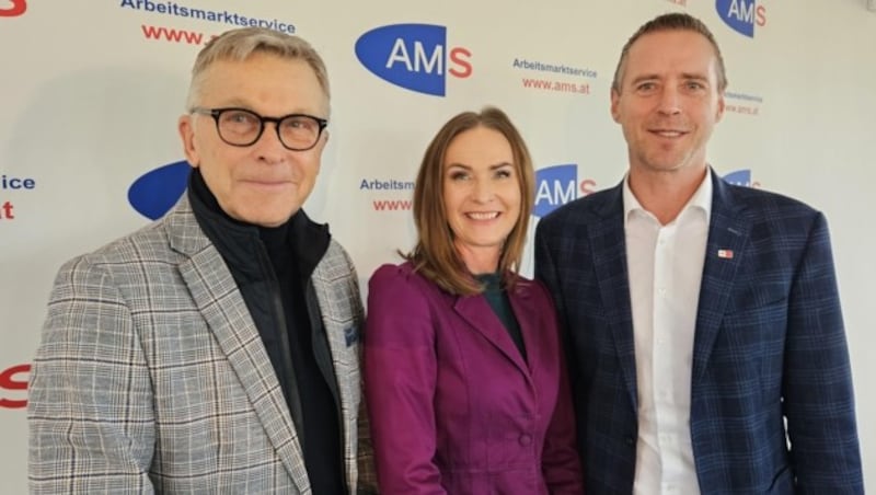 Peter Buchmüller (WKS), Jacqueline Beyer (AMS), Peter Eder (AK Salzburg) (Bild: AMS Salzburg)