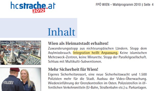 Der FPÖ-Slogan aus dem Jahr 2010, als Strache noch Wiener Parteichef war (Bild: FPÖ Wien)