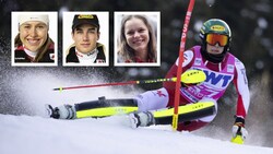 Victoria Olivier, Jakob Greber, Leonie Zegg und Moritz Zudrell (v. l. n. r.) sind Vorarlbergs Starter bei der Junioren-WM in Frankreich. (Bild: GEPA, Ski Austria, Krone KREATIV)