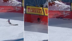 Mikaela Shiffrin stürzte in Cortina d‘Ampezzo. (Bild: ORF Screenshot)