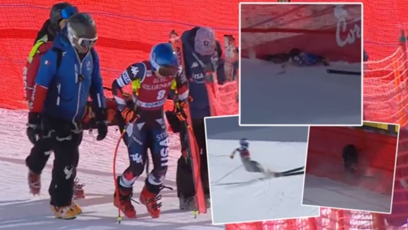 Mikaela Shiffrin stürzte schwer. (Bild: ORF Screenshot)