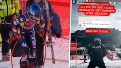 Mikaela Shiffrin stürzte in Cortina schwer. (Bild: Screenshot orf.at, Instagram.com/USSkiteam)