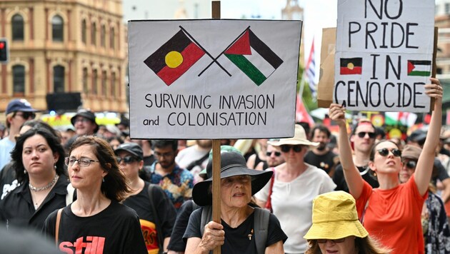 Die Demonstanten nennen den Nationalfeiertag „Invasion Day“. (Bild: AFP )