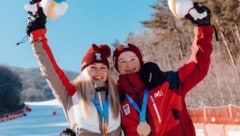 Maja Waroschitz und Florian Neumayer gewannen Gold bei den Olympischen Jugendspielen im Teambewerb. (Bild: ÖOC/Michael Meindl)