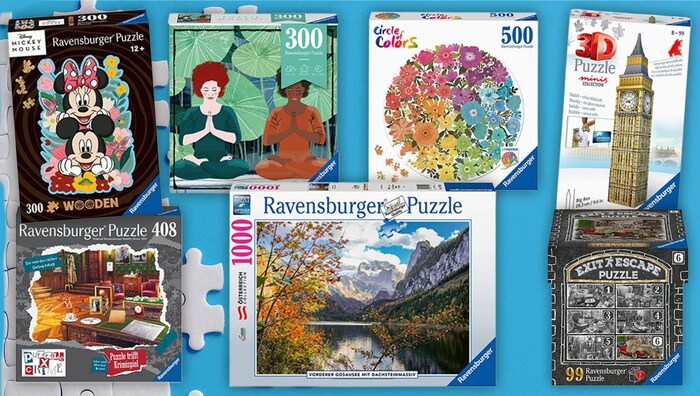 Auch das Wooden-Puzzle „Disney Mickey & Minnie“ sowie das Exit-Mini Gutshaus Garage und das Puzzlemotiv „Vorderer Gosausee mit Dachsteinmassiv“ aus der beliebten Österreich-Puzzle-Serie können Sie mit der Puzzlebox von Ravensburger gewinnen!