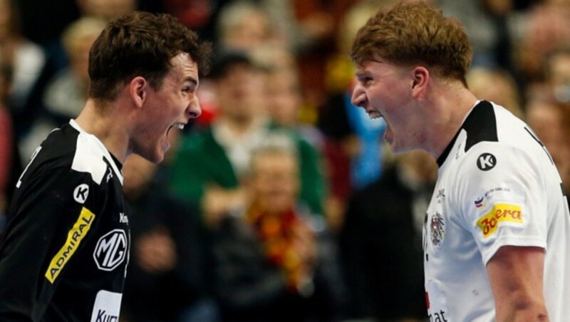 Constantin Möstl (l.) mit Aufbauspieler Lukas Hutecek (Bild: GEPA pictures)