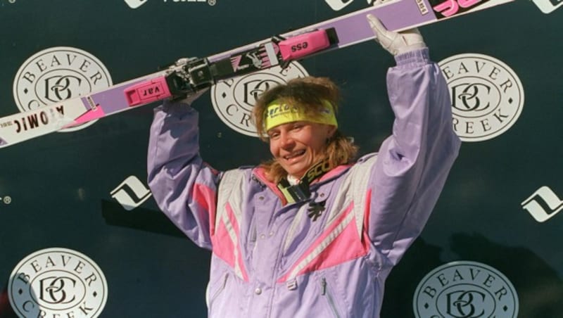 8. Februar 1989: Ulrike Maier jubelt in Vail über WM-Gold im Super-G. (Bild: APA/Chris Wilkins/HDS)