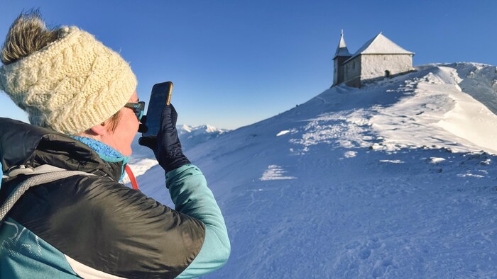Gipfelgespräch mit Beate Prettner auf dem Dobratsch, wo die Politikerin einige Fotomotive fand.