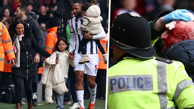 Kyle Bartley brachte seine Familie in Sicherheit. (Bild: APA/AFP/Darren Staples, Krone KREATIV)