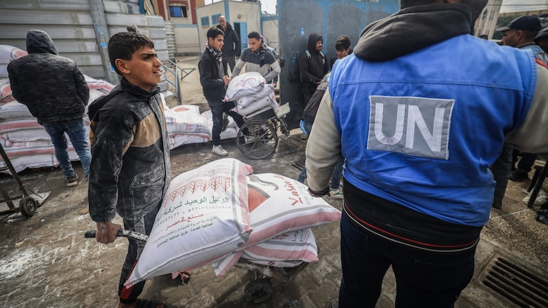 UN-Mitarbeiter im Gazastreifen (Bild: APA/AFP)