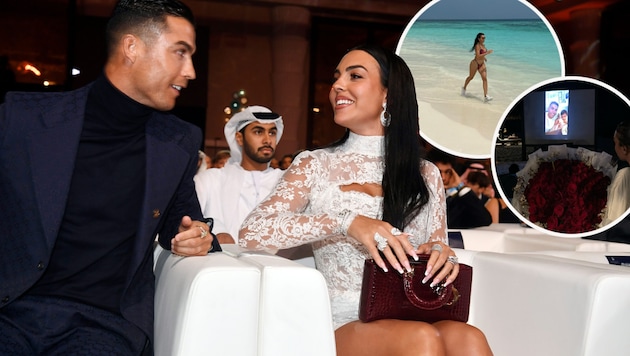 Georgina Rodriguez feierte auf den Malediven ihren 30. Geburtstag. Cristiano Ronaldo fehlte.  (Bild: AP, instagram.com/georginagio)