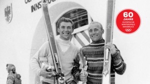 Karl Schranz (l.) mit Anderl Molterer in Innsbruck. (Bild: APA/Votava)