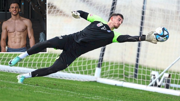 Im Trainingscamp auf Malta holte sich Mirko Kos den Feinschliff. Im Gym geht der Goalie immer über seine Grenzen. (Bild: GEPA, zVg)