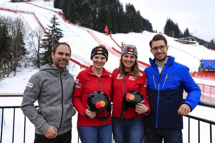 Sporthilfe-Geschäftsführer Gernot Uhlir, Veronika Aigner, Elisabeth Aigner und Michael Brönner, ...