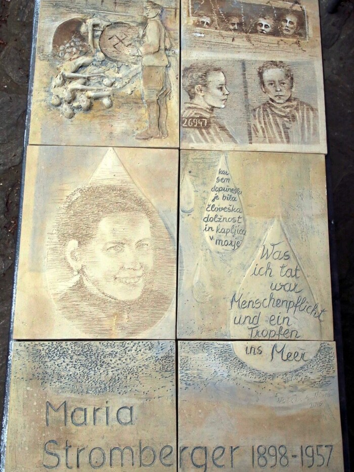 Ausschnitt aus der Gedenktafel für Maria Stromberger im Kloster Wernberg.