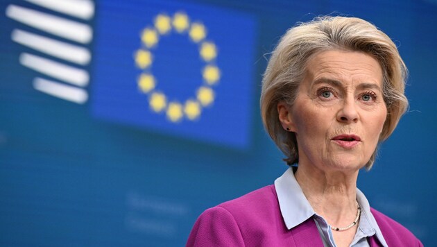 Commission President von der Leyen emphasized the EU's desire for unity. (Bild: APA/AFP/JOHN THYS)