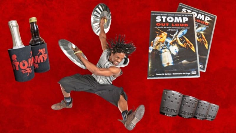 Für unsere Gewinner liegt beim Abholen der Tickets auch je eines der tollen „STOMP“-Goodies zum mitnehmen bereit. (Bild: STOMP, Krone KREATIV)