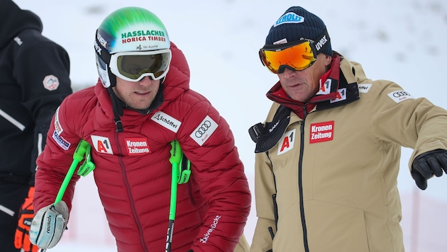 ÖSV-Trainer Sepp Brunner (rechts) mit Otmar Striedinger (Bild: GEPA pictures)