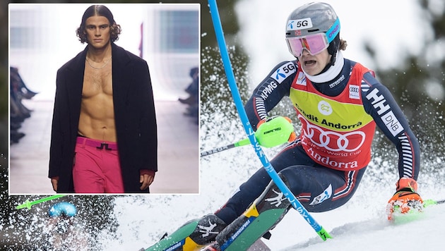 Macht auch auf dem Laufsteg eine gute Figur: Ex-Slalom-Ass Lucas Braathen (Bild: GEPA pictures, instagram.com/pinheiiiroo)