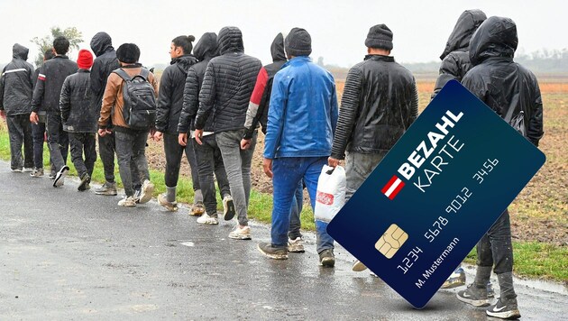 The payment card should help to significantly reduce the number of asylum seekers in Germany. The proposal is now also being hotly debated in Germany. (Bild: APA, Krone KREATIV)