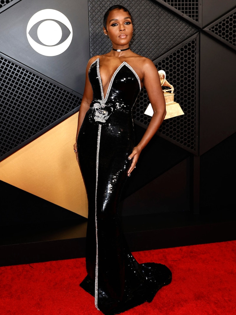 Sexy: Janelle Monáe zeigte viel Dekolleté. (Bild: APA/Getty Images via AFP/GETTY IMAGES/Frazer Harrison)