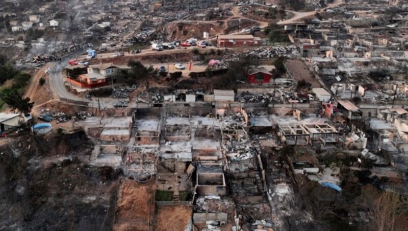 The devastating forest fires in Chile reduced entire regions to ashes. (Bild: AFP/Javier Torres)