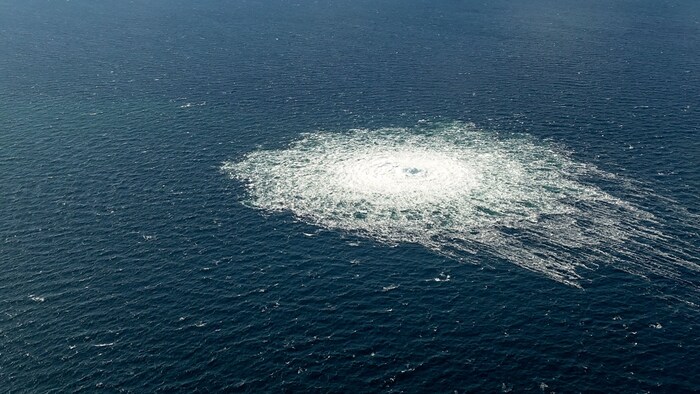 Austretendes Gas nach der Sprengung im Jahr 2022