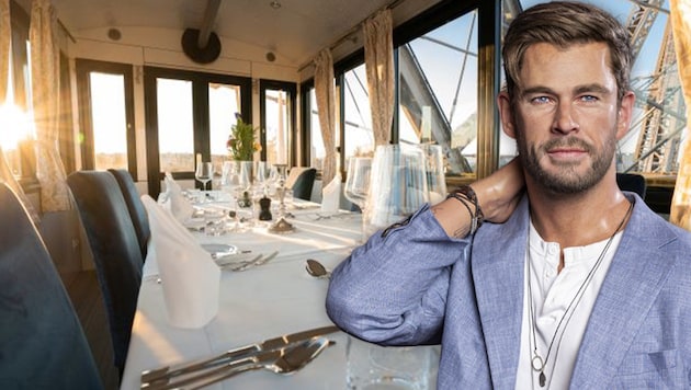 Hollywood-Schauspieler Chris Hemsworth sorgt am Valentinstag für romantische Stimmung am Riesenrad. (Bild: Madame Tussauds Wien; https://wienerriesenrad.com/ Krone KREATIV,)