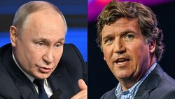 Tucker Carlson (re.) hat ein Interview mit Russlands Machthaber Putin geführt. (Bild: AFP)