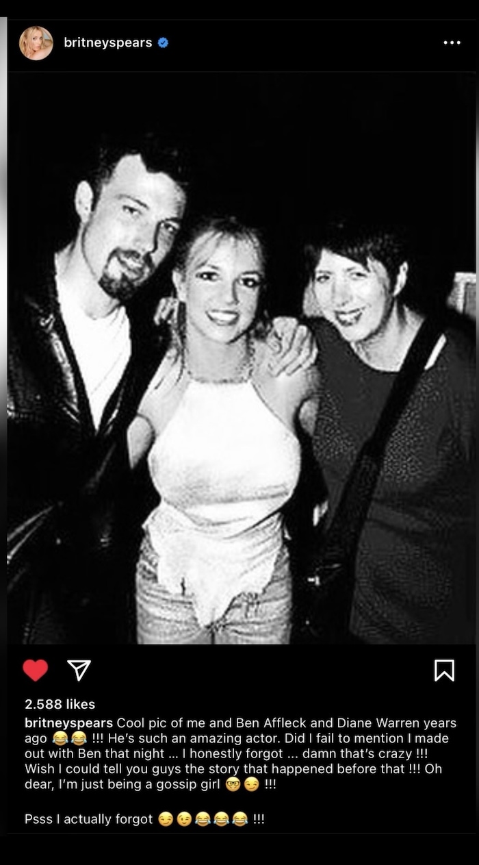 Britney Spears enthüllte, dass sie mit 17 mit Ben Affleck „rumgemacht“ hat.