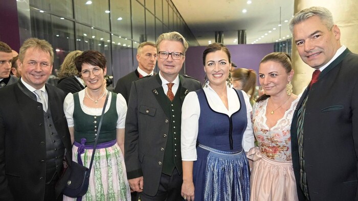 Landeshauptmann Christopher Drexler bebrüßte den Kanzler
