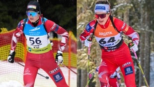 Lara Wagner (li.) verteidigte ihren Titel, Einzel-Europameisterin Anna Andexer gewann Bronze. (Bild: IBU/Koksarovs, IBU/Authamayou)