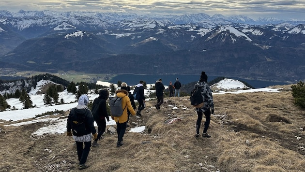 Dzięki pomocy, ośmioro młodych ludzi bezpiecznie wróciło do doliny. (Bild: Bergrettung St. Wolfgang)