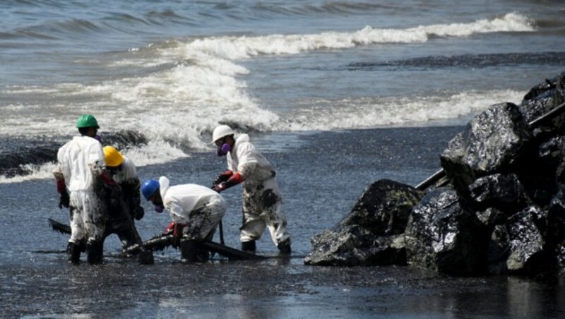 Mehr als tausend Freiwillige sind im Einsatz, um bereits verschmutzte Strände von Öl zu befreien. (Bild: Associated Press)