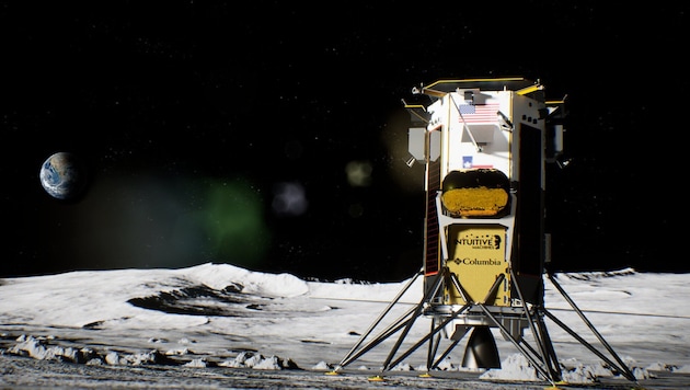 Der Lander „Nova-C“ (das Bild zeigt eine künstlerische Illustration) soll am 22. Februar auf dem Mond aufsetzen. (Bild: Intuitive Machines)
