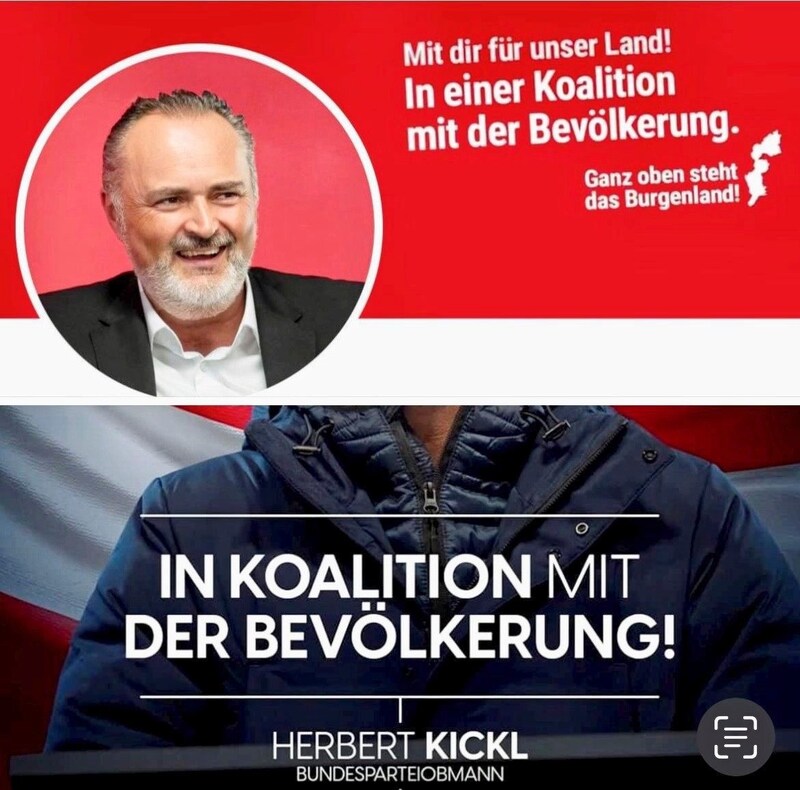 Kickl und Doskozil arbeiten mit demselben Motto. (Bild: zVg)