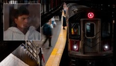 Im Fall des furchtbaren Feuer-Mordes in einer New Yorker U-Bahn wurden neue Details vreöffentlicht. Kleines Bild: der Täter vor Gericht (Bild: AP/AP Photo/Peter K. Afriyie (Archivbild), Krone KREATIV)