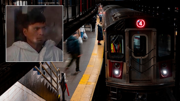 New details have been released in the case of the terrible fire-murder in a New York subway. Small picture: the perpetrator in court (Bild: AP/AP Photo/Peter K. Afriyie (Archivbild), Krone KREATIV)