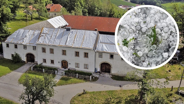 Storm Volker left a trail of devastation in many parts of Upper Austria in June 2021. The hail in particular destroyed many roofs. Because tradesmen were in short supply, repairs were delayed. (Bild: Markus Wenzel, zVg, Krone KREATIV)