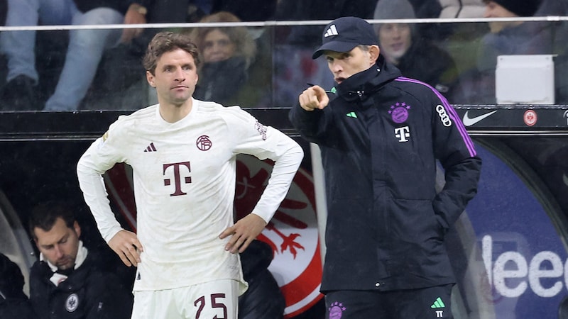 Thomas Müller (l.) and Thomas Tuchel (Bild: APA/AFP/Daniel ROLAND)