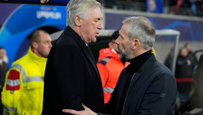 Carlo Ancelotti (li.) und Marco Rose
