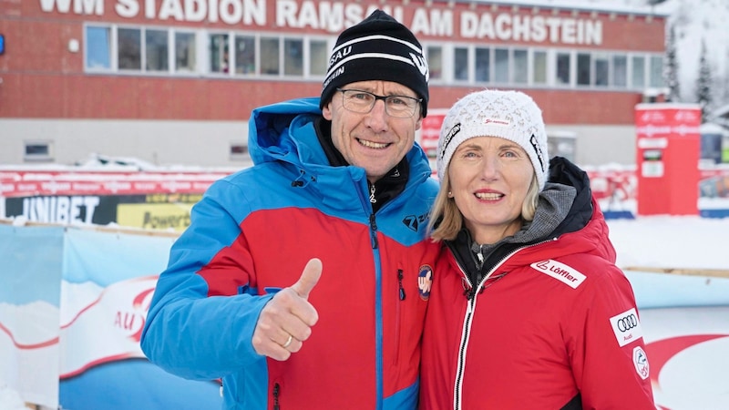 Alois and his wife, ÖSV President Roswitha Stadlober. (Bild: Sepp Pail)