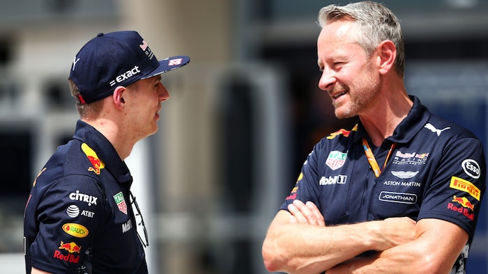 Jonathan Wheatley (r.) kennt Max Verstappen noch aus Red-Bull-Zeiten.